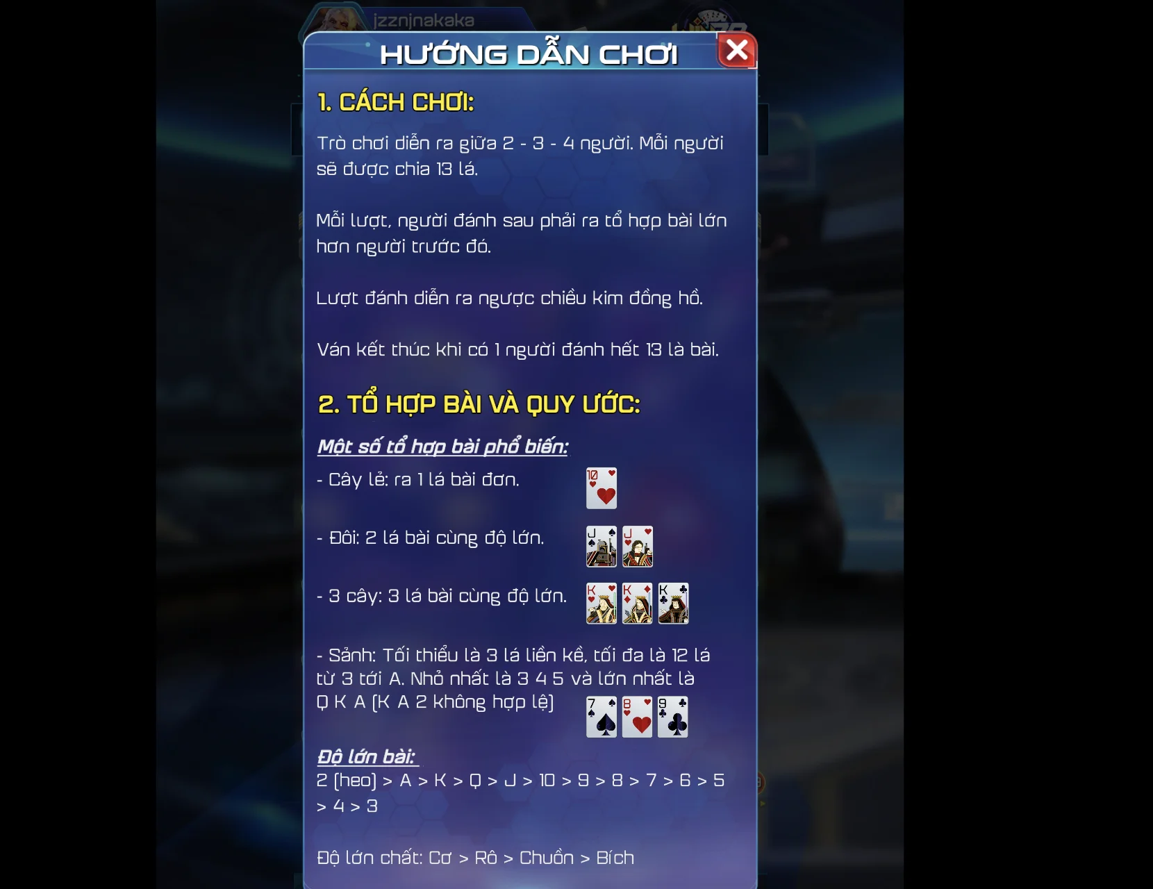 luat choi tien len dem la